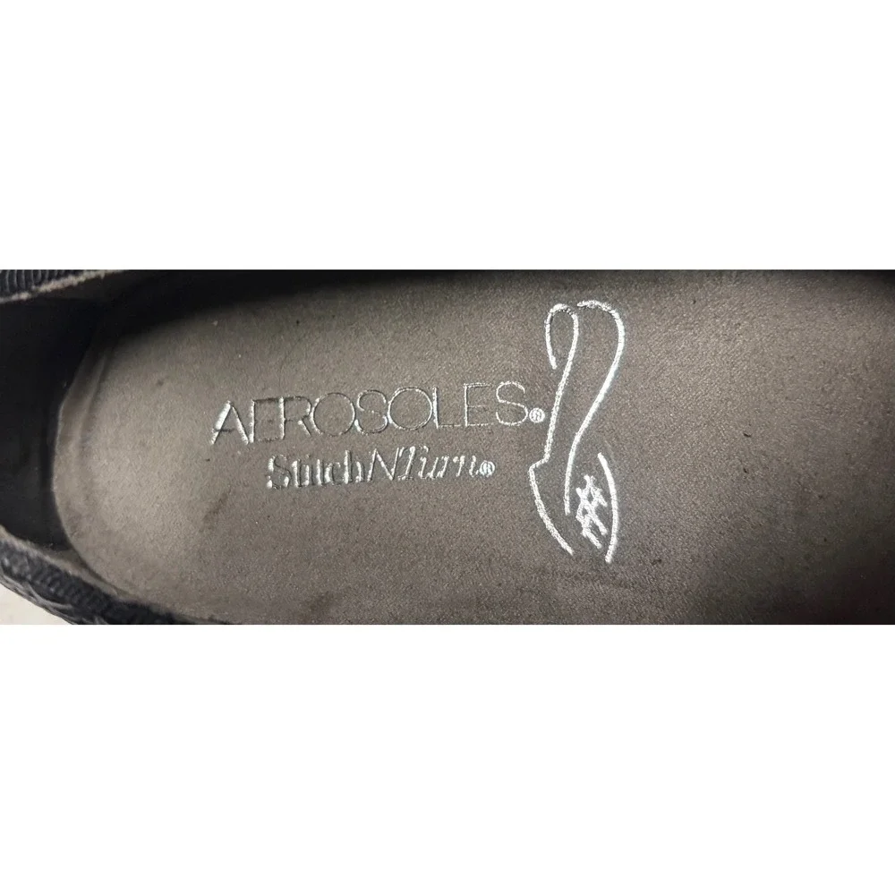 Ros Hommerson Woven‎ Leather Loafers Black Silver Metallic Flats Womens 10W